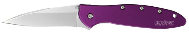 Kershaw Leek Assisted Folding Knife 3in 14C28N Drop Point Blade Purple 6061-T6 Aluminum Handle