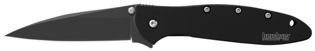 Kershaw Leek Assisted Folding Knife 3in 14C28N Black Drop Point Blade Black 410 Stainless Steel Handle Box