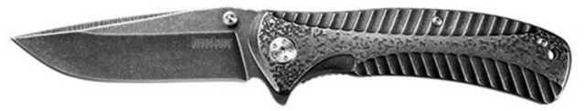 Kershaw Starter Assisted Folding Knife 3.4in 4Cr14 Blackwashed Drop Point Blade Blackwashed Stainless Steel Handle - Kershaw