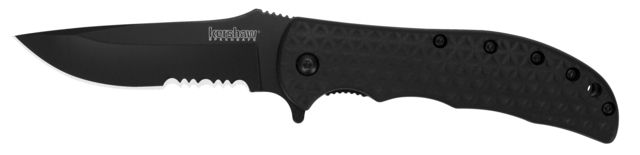 Kershaw Volt II Assisted Folding Knife 3.25in 8Cr13MoV Black Oxide Serrated Drop Point Blade Black Glass-Filled Nylon Handle - Kershaw