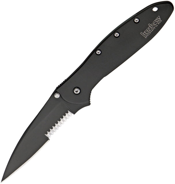 Kershaw Leek Assisted Opening Folding Knife 3 in Stainless Steel Partially Serrated Black DLC Coated Stainless Handle - Kershaw