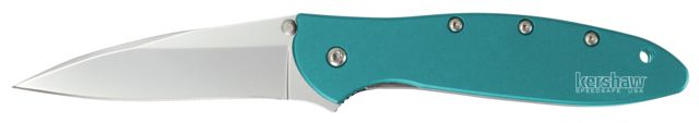 Kershaw Leek Assisted Folding Knife 3in 14C28N Drop Point Blade Teal 6061-T6 Aluminum Handle
