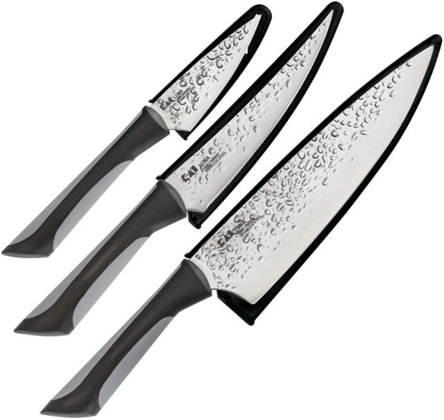 Kai Housewares Luna 3-Piece Kitchen Knife Set Stainless Steel Blades Black and Gray Handles - Kai Housewares
