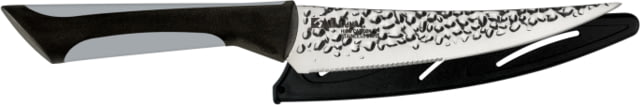 Kershaw Luna Utility Kitchen Knife 6in Hammered Finish Carbon Steel Clip Point Blade Rubberized Synthetic Black/Gray Handle - Kershaw Knives
