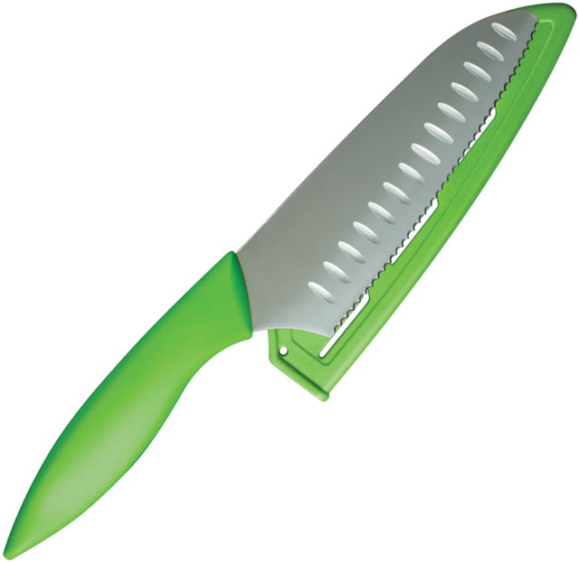 Kershaw My First Chefs Knife 5.5" satin finish serrated 420J2 stainless blade Green synthetic handle - Kershaw