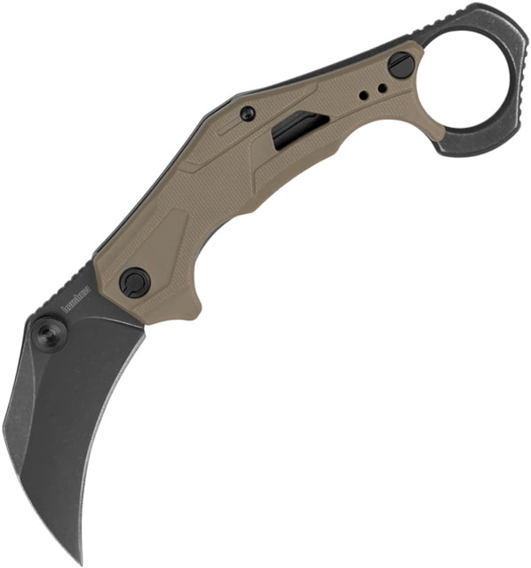 Kershaw Outlier BW Tan A/O Folding Knife 5in Closed 2.63in Blackwash 8Cr13MoV Stainless Steel Blade Tan GFN Handle