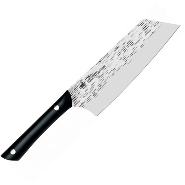 Kai Housewares Professional Asian Utility Kitchen Knife 12.25in Overall 7in Hammered Finish Aus-6M SS Blade Black Pom Handle Full Tang Black - Kai Housewares