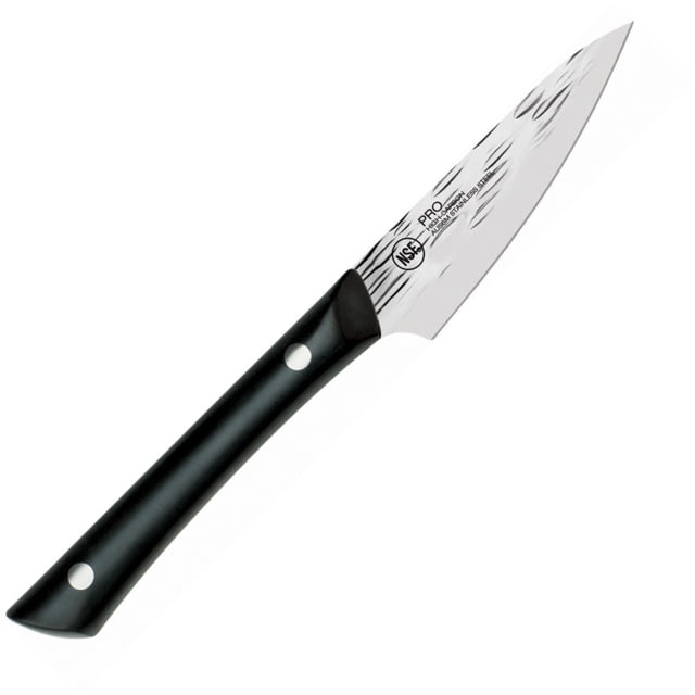Kai Housewares Professional Paring Kitchen Knife 8in Overall 3.5in Hammered Finish Aus-6M SS Blade Black Pom Handle Full Tang Black - Kai Housewares