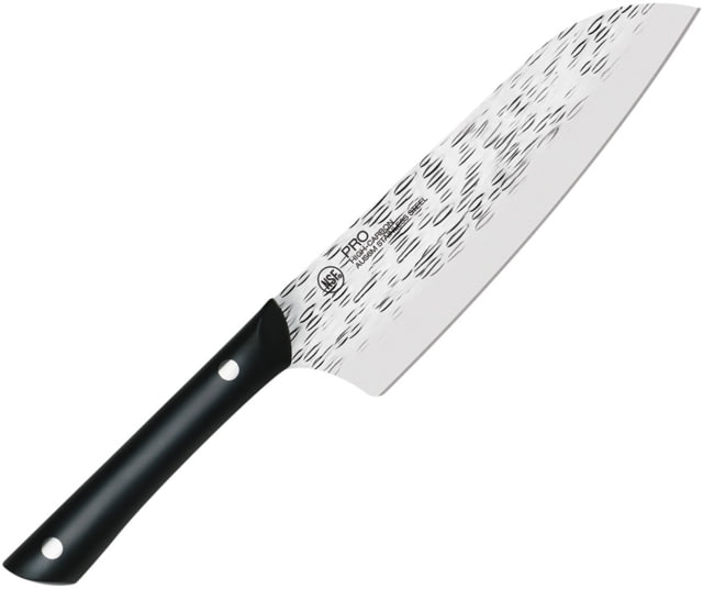 Kai Housewares Professional Santoku Kitchen Knife 12.25in Overall 7in Hammered Finish Aus-6M SS Blade Black Pom Handle Full Tang Black - Kai Housewares