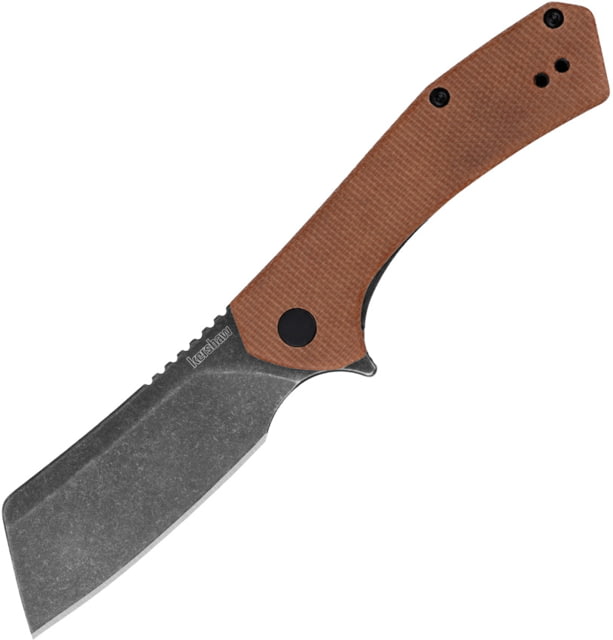 Kershaw Static Linerlock Folding Knife 2.88 in 8Cr13MoV Cleaver Blade Canvas Micarta Brown Handle KS - Kershaw