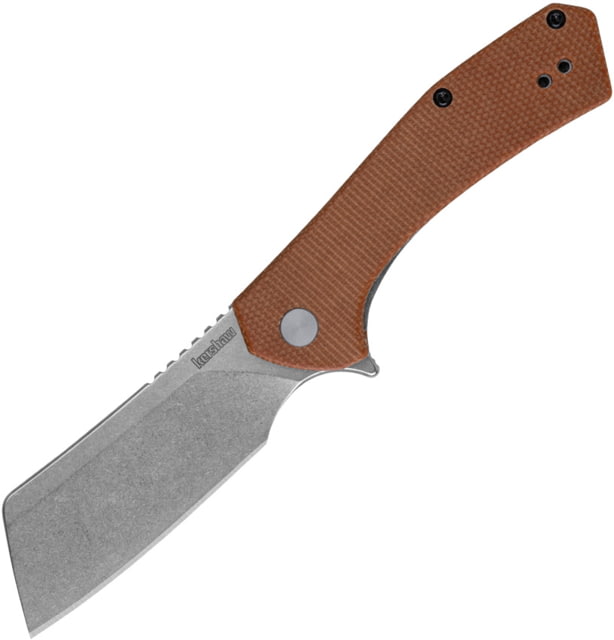 Kershaw Static Linerlock Folding Knife 2.88 in 8Cr13MoV Cleaver Blade Canvas Micarta Brown Handle - Kershaw