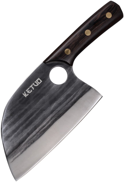 Ketuo 11in Butcher Knife 11in Overall 6.5in Stainless Blade Walnut Handle Leather Sheath