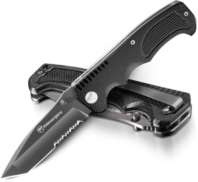 Kilimanjaro Gear Annex Folding Knife3.5in Black G10 Handle Black Tanto ComboEdge Blade KJ - Kilimanjaro Gear