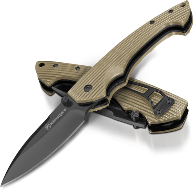 Kilimanjaro Gear Firma Folding Knife3.2in Black Plain BladeTan G10 Handle KJ - Kilimanjaro Gear