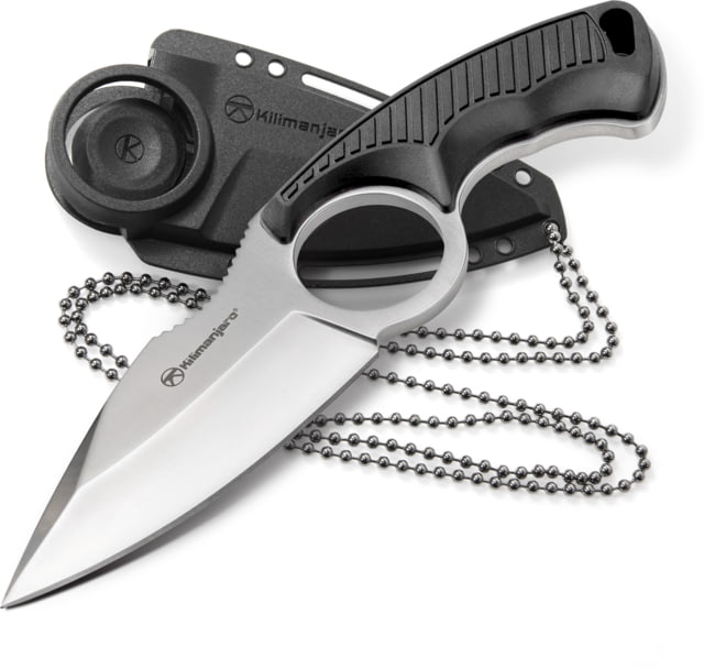 Kilimanjaro Gear Stretta Neck KnifePlain Edge Black Handle w/Sheath KJ - Kilimanjaro Gear