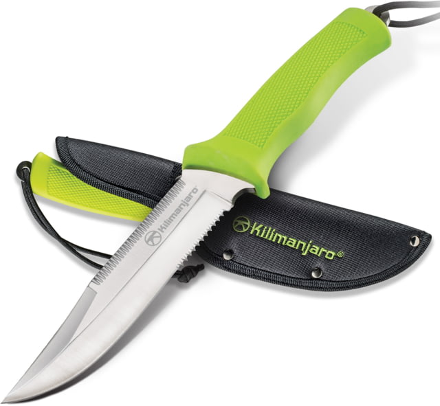 Kilimanjaro Gear Talbot Fixed Blade Knife5.8inGreen Rubberized HandleClip Point ComboEdge Blade KJ - Kilimanjaro Gear