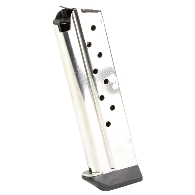 ber Magazine 9MM 9 Rounds For 1911 Extended Base Pad Stainless Steel Silver Ammo