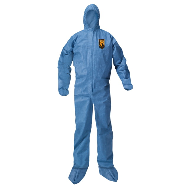 Kimberly Clark KleenGuard A20 Coveralls Zipper Front w/Wrists Ankles Hood and Boots Denim Blue Medium Case of 24