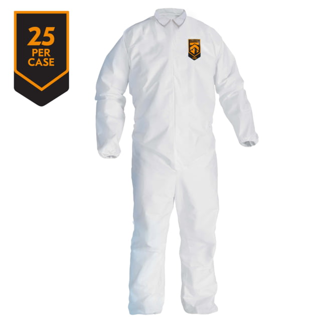 Kimberly Clark KleenGuard A30 Coveralls Zipper Front w 1in Flap Wrists and Ankles White Medium Case of 25