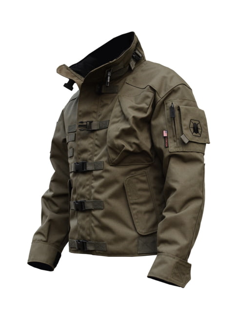 KITANICA Mark I Tactical Jacket - Mens 1000D CORDURA Fabric 8 Pockets Emergency Drag Strap MOLLE Webbing Universal Flashlight Mount Ranger Green Small