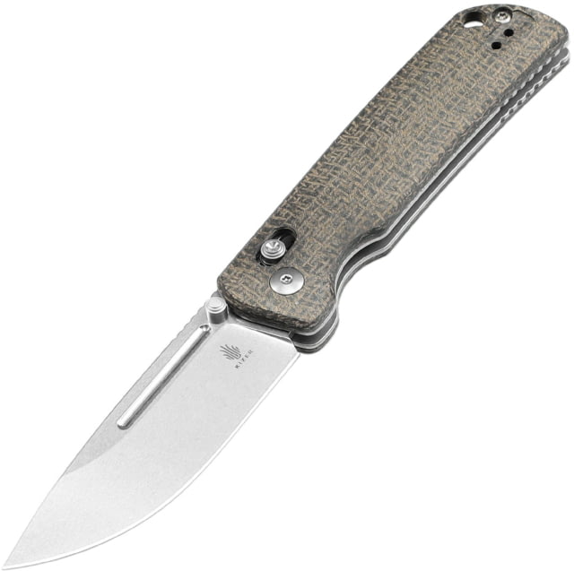 Kizer Cutlery Escort SW Green Micarta Folding Knife 4.5in Closed 3.25in Stonewash 154CM Stainless Steel Blade Green Canvas Micarta Handle - Kizer Cutlery