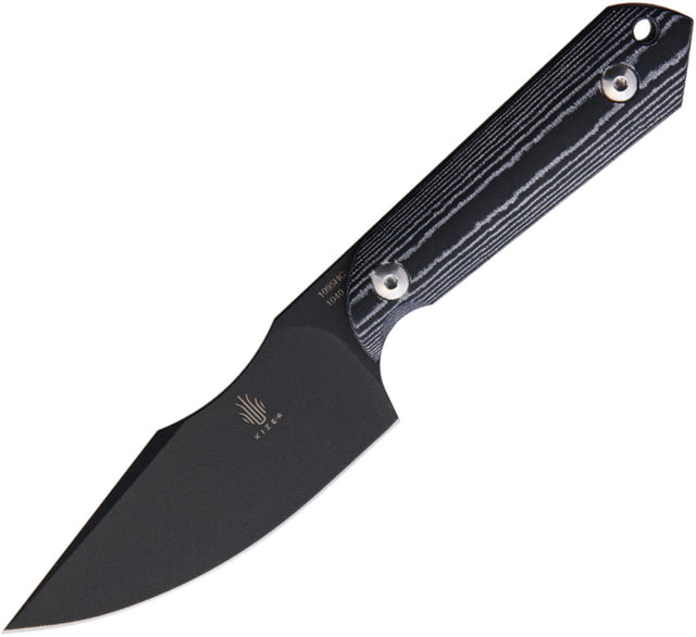Kizer Cutlery Harpoon Fixed Blade Knife 4" black coated 1095HC steel blade Black and white G10 handle - Kizer Cutlery
