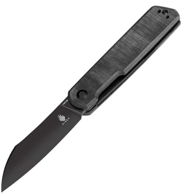 Kizer Cutlery Klipper Black Linen Folding Knife 4.13in Closed 3.13in Black Stonewash 154CM Stainless Steel Blade Black Linen Micarta Handle - Kizer Cutlery