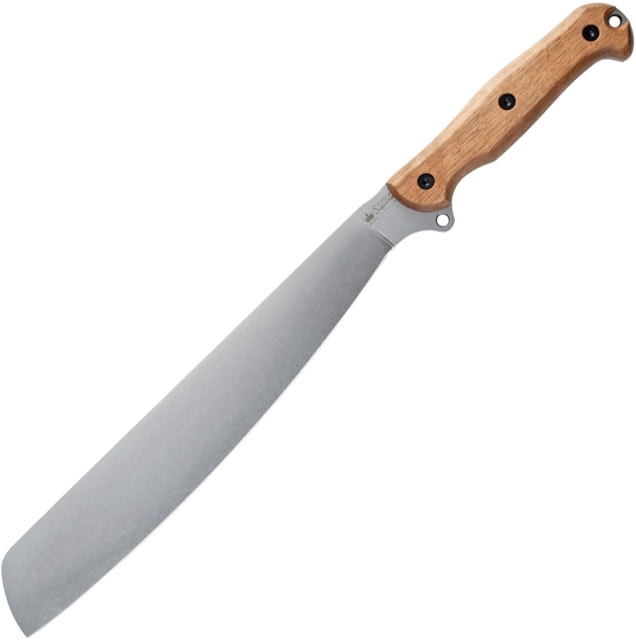 Kizlyar Bush Mate Machete Knife 17.5in Overall 11.5in Stonewash Aus-8 SS Blade Walnut Handle Convex Ground Blade Brown Leather Sheath - Kizlyar