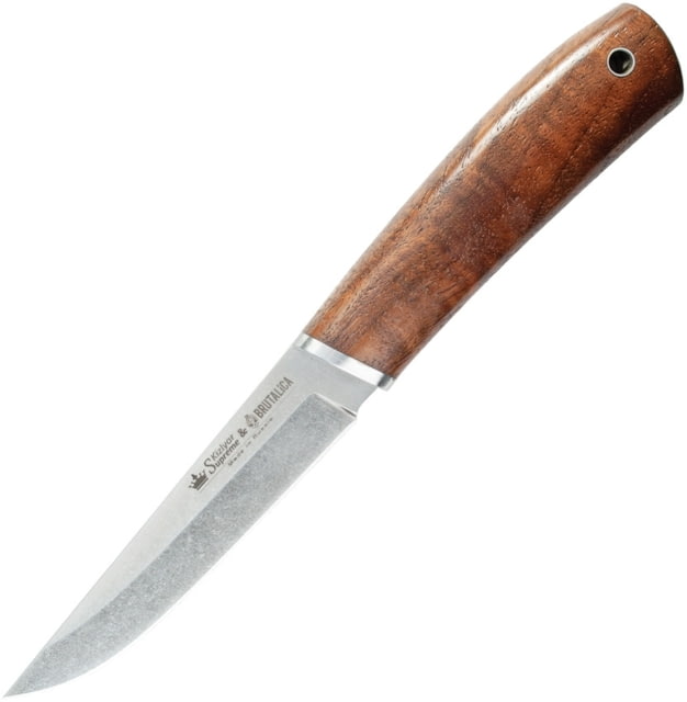 Kizlyar Malamut Knife 9.5in Overall 4.5in Stonewash Niolox Tool Steel Blade Walnut Handle SS Bolster Black Leather Sheath - Kizlyar