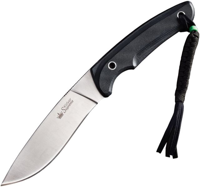Kizlyar Savage Fixed Blade Knife5.25inSatin D2 Kukri Style Blade3-D Textured Black G-10 Handle - Kizlyar