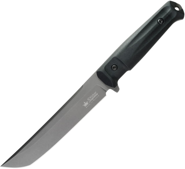 Kizlyar Senpai Fixed Blade Knife 12in Overall 6.75" stonewash finish AUS-8 stainless blade Black Kraton handle - Kizlyar