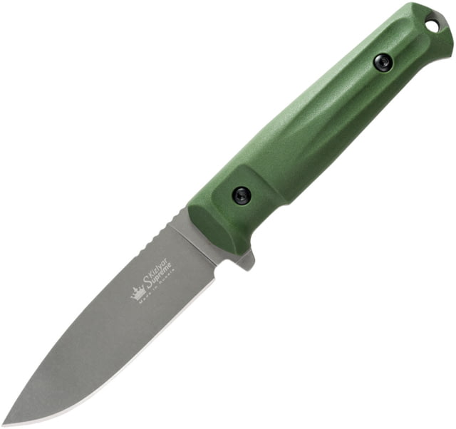 Kizlyar Sturm Fixed Blade Knife 4.63" stonewash finish PGK steel drop point blade Green Kraton handle - Kizlyar