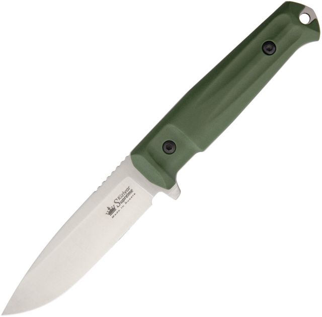 Kizlyar Sturm Fixed Blade OD Fixed Blade Knife 4.75in AUS-8 Steel Standard Edge Satin Green Kraton Handle - Kizlyar