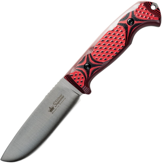 Kizlyar Ural Fixed Blade Sleiper Knife 4.75" satin finish Sleipner tool steel blade Black and red G10 handle - Kizlyar