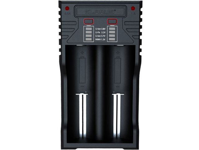 Klarus K2 2-bay USB Smart Charger with LED Indicator for Li-ion NiMh and NiCd Batteries Black - Klarus