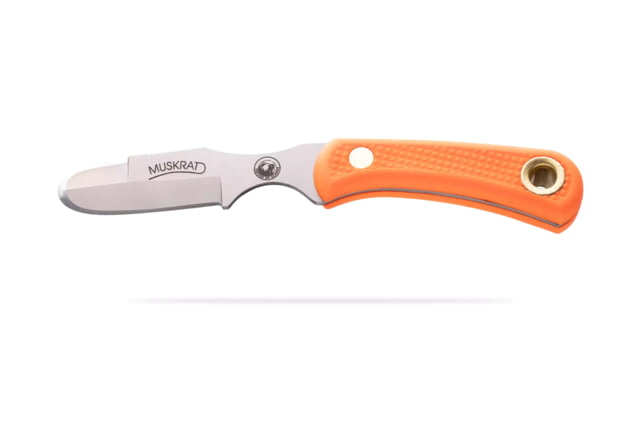 Knives of Alaska Muskrat Fixed Blade Knife 2.25in Magnacut Stainless Steel Round Tip Blade Suregrip Orange