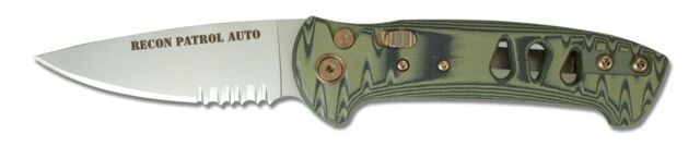 Knives of Alaska Recon Patrol D2 Automatic Folding Knife Serrated G10 Handle Layered Olive Drab/Black - Knives Of Alaska