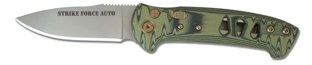 Knives of Alaska Strike Force D2 Automatic Folding Knife G10 Handle Layered Olive Drab/Black - Knives Of Alaska