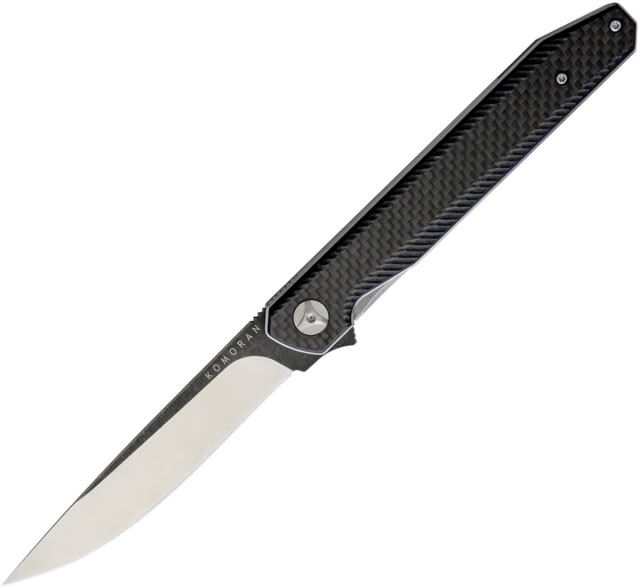 Komoran Linerlock CF/G10 Folding Knife 4" black stonewash and satin finish 8Cr13MoV stain Carbon fiber and G10 handle  BLACK - Komoran