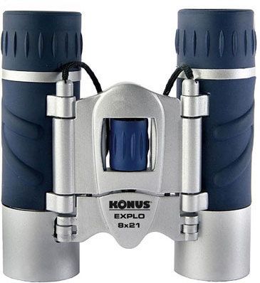 Konus Explo 8x21 Roof Prism Pocket Compact Binoculars Silver/Blue - Konus