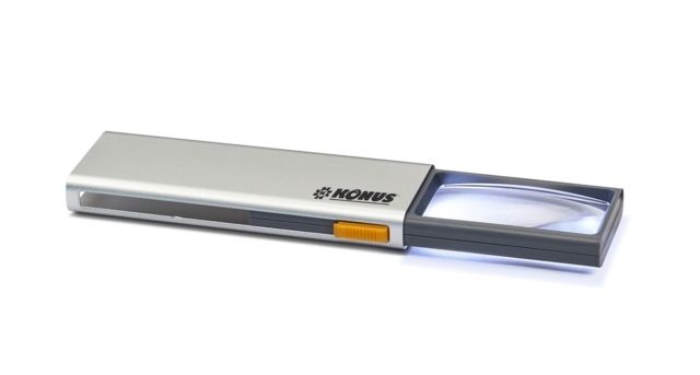 Konus DUAL 3x-6x Magnifier w/ Dual Rechargeable LED Light Silver 40mm 1.6in diameter - 3x/6x power - Konus