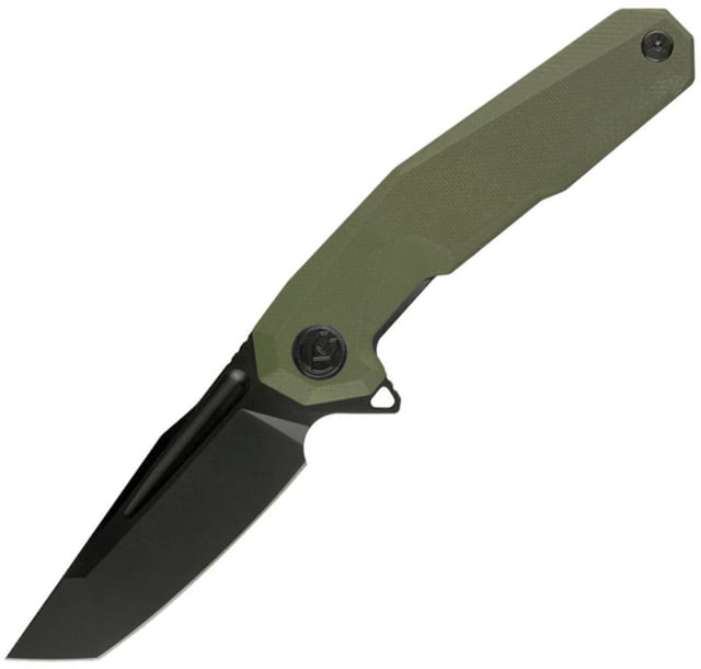 Kubey 237 Linerlock Green Folding Knife 3.63" black titanium coated D2 tool steel tanto bl Green G10 handle - Kubey