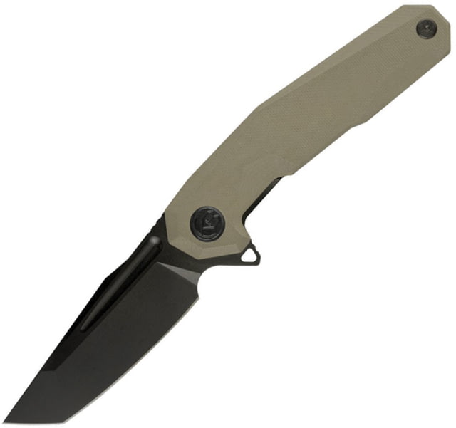 Kubey 237 Linerlock Tan Folding Knife 3.63" black titanium coated D2 tool steel tanto bl Tan G10 handle - Kubey
