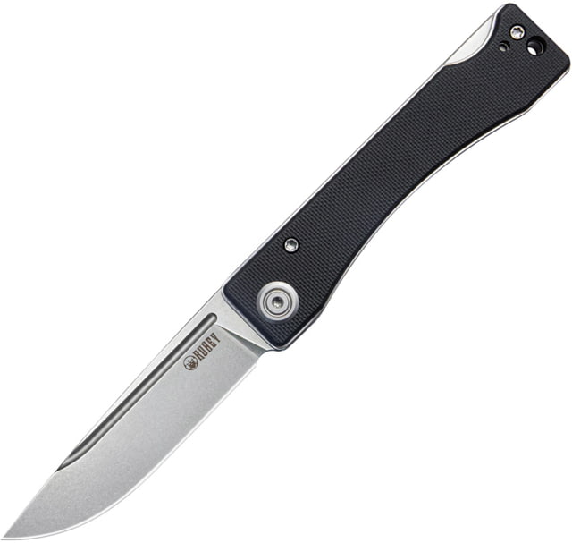 Kubey Akino Black Folding Knife 4in Closed 3in Bead Blast 14C28N Sandvik SS Blade Black G10 Handle - Kubey