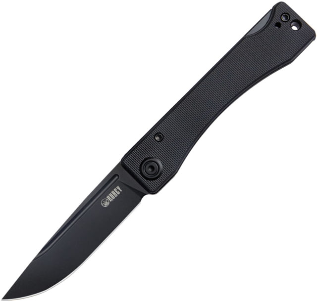 Kubey Akino Black Out Folding Knife 4in Closed 3in Black Stonewash 14C28N Sandvik SS Blade Black G10 Handle - Kubey