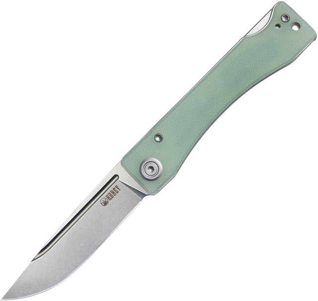 Kubey Akino Jade G10 Folding Knife 4in Closed 3in Bead Blast 14C28N Sandvik SS Blade Jade G10 Handle - Kubey