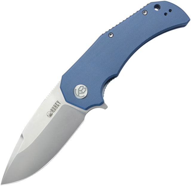 Kubey Bravo 1 Folding Knife 4.63in Closed 3.38in Bead Blast AUS-10A Stainless Drop Point Blade Blue G10 handle - Kubey