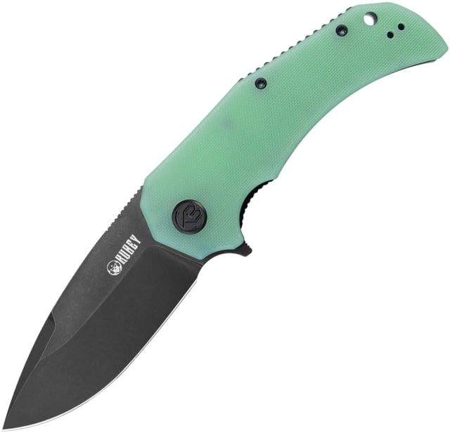 Kubey Bravo 1 Folding Knife 4.63in Closed 3.38in Black Stonewash AUS-10A Stainless Drop Point Blade Jade G10 handle - Kubey
