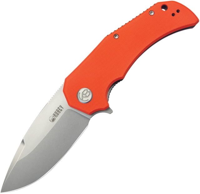 Kubey Bravo 1 Folding Knife 4.63in Closed 3.38in Bead Blast AUS-10A Stainless Drop Point Blade Orange G10 handle - Kubey