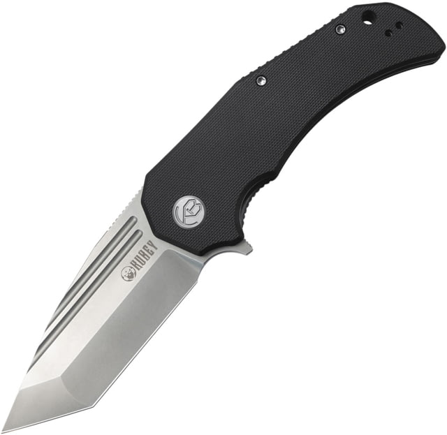 Kubey Bravo 1 Folding Knife 4.63in Closed 3.38in Bead Blast AUS-10A Stainless Tanto Blade Black G10 Handle - Kubey